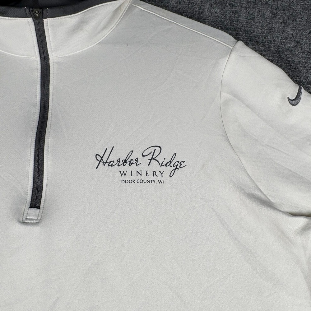 Nike 1/4 Zip Pullover Mens XXL White Excellent Dri-FIT Harbor Ridge Winery Logo